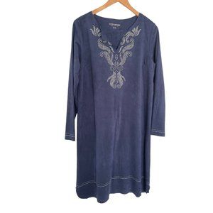 Soft Surroundings Ambrosia Tunic Dress Large Tall LT Blue Studded Faux Suede